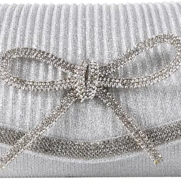 Chic Women's Rhinestone Evening Handbag with Removable Chain - 8.8X2.7X4 Inches - Picture 1 of 7